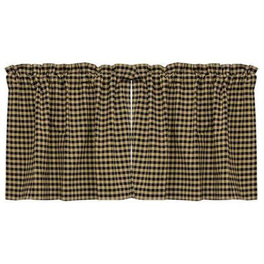 Black Check Tier Curtain Set of 2 24